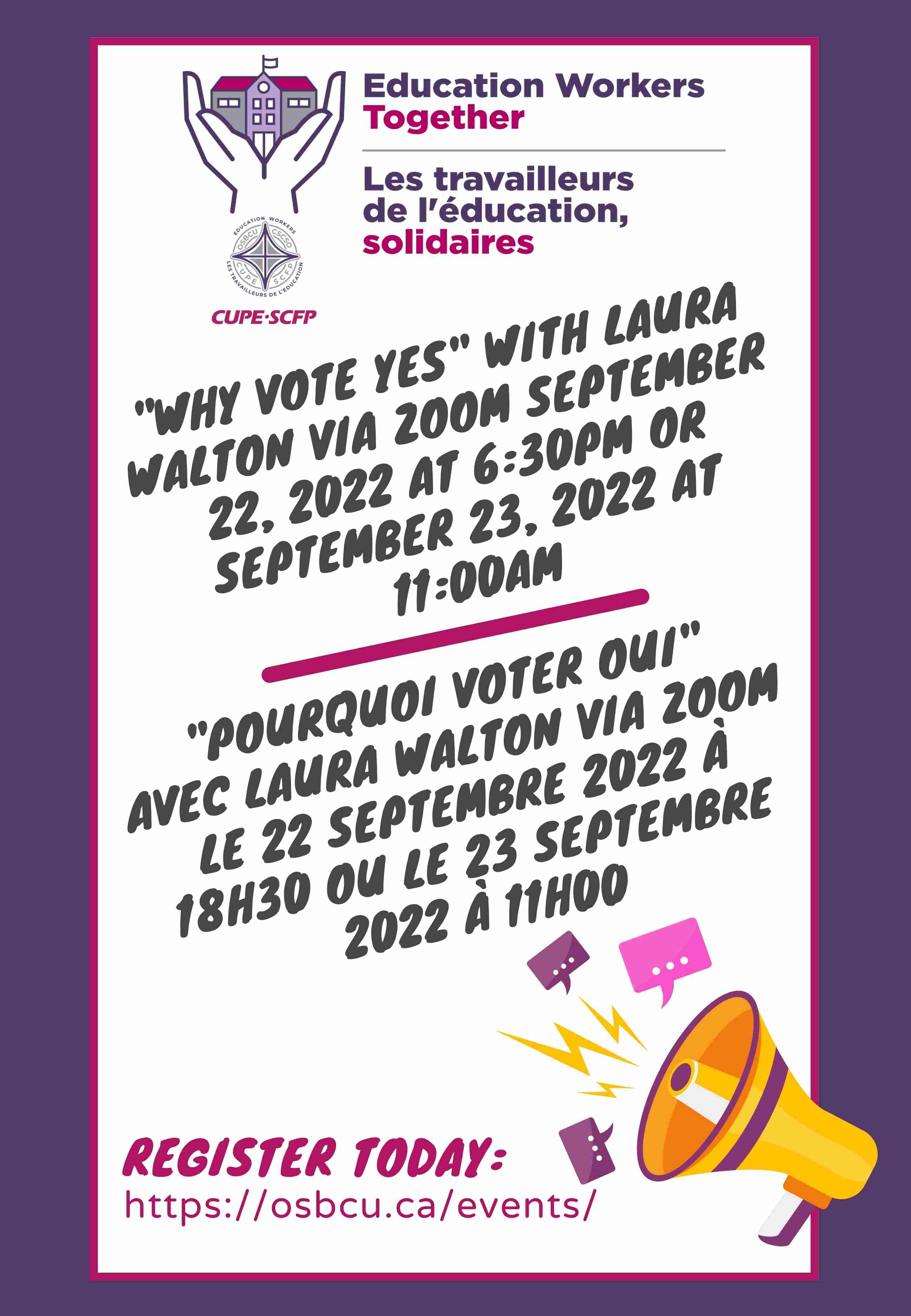 22 septembre 2022 "Pourquoi voter oui" avec Laura Walton